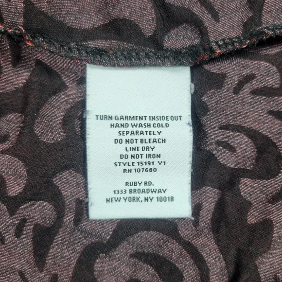 Ruby Rd Velvet Burnout Blouse Women L Red Cowl Neck Gothic Romantic Dark Baroque - Picture 5 of 7